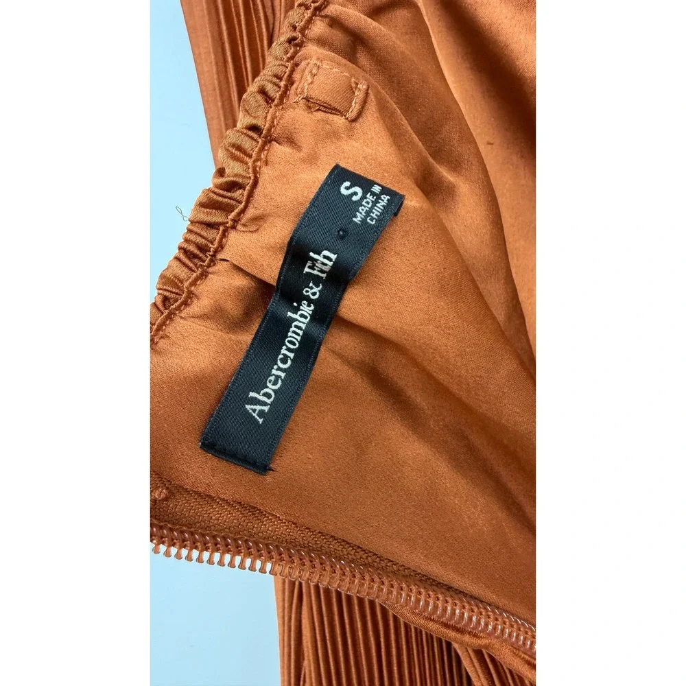 Abercrombie & Fitch Strapless Pleated Maxi Dress Womens Small Rust Copper